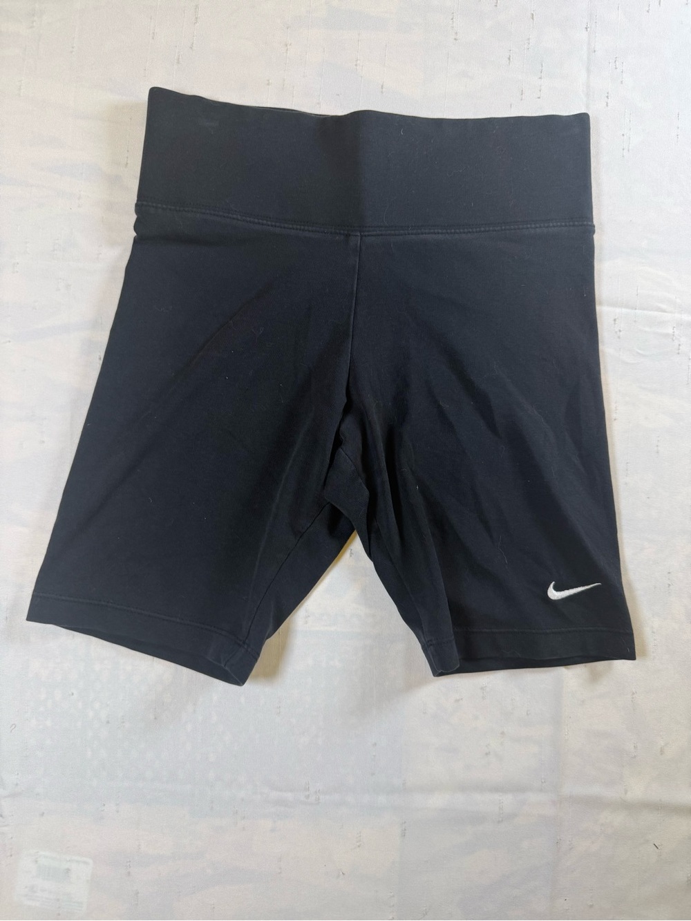 Nike Black High-Waist Bike Shorts with White Swoosh